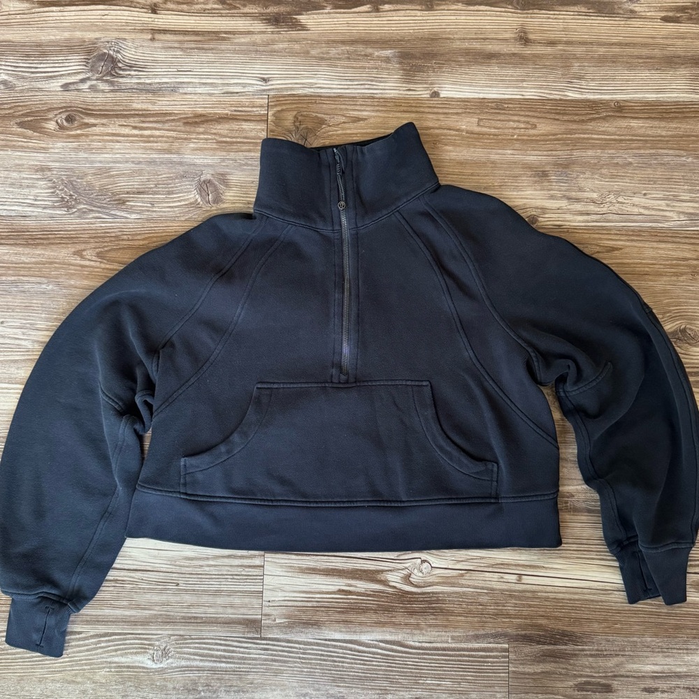 Lululemon Scuba Oversized Funnel Neck Half Zip - Washed Black M/L